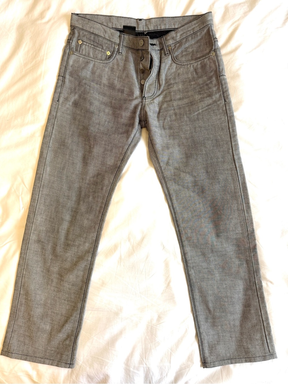 Dior Homme Iconic Hedi Slimane Era Men's Straight Gray Button-Fly Jeans